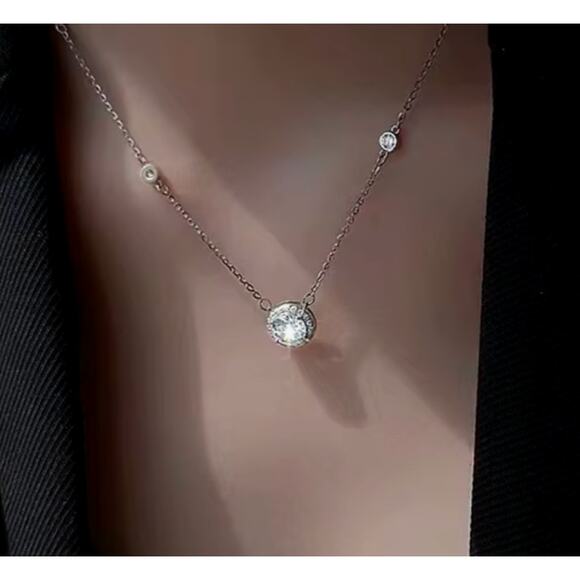 1CT MOISSANITE STERLING SPARKLING NECKLACE! GRA CERTIFIED CERTIFICATE! GORGEOUS! - Picture 2 of 13